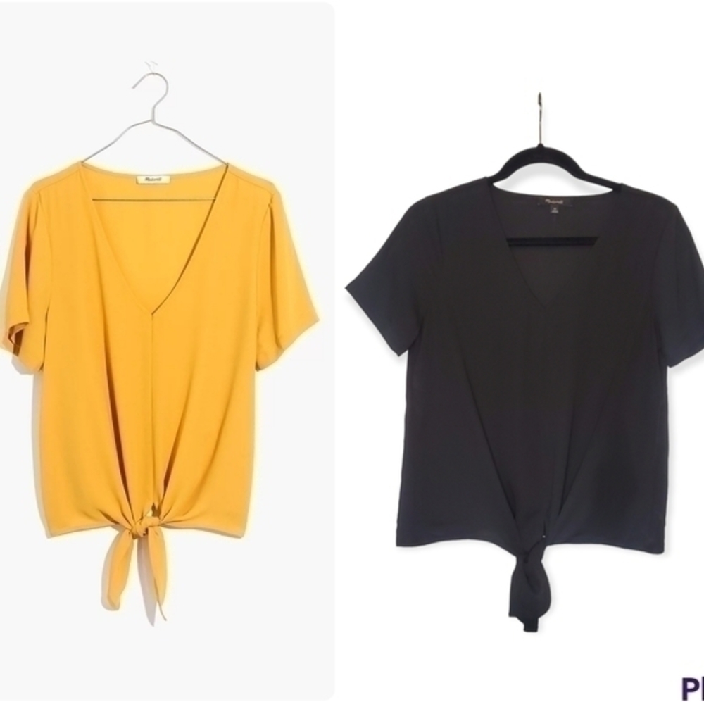Madewell Black Novel Tie-front Top
